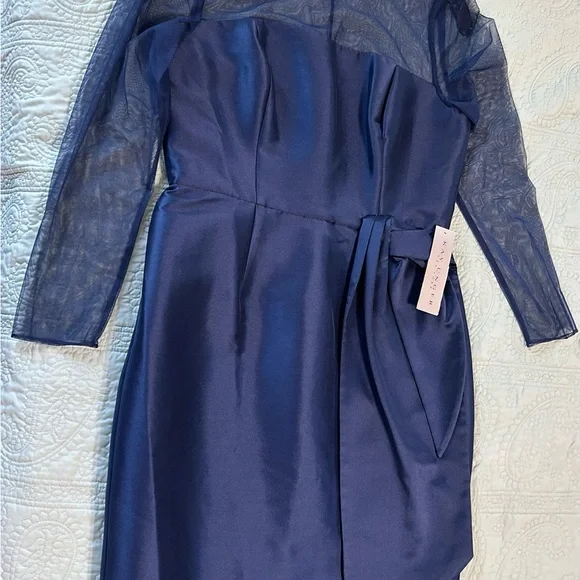 Kay Unger elegant Midnight Blue Long Sleeve Dress - Picture 8 of 11
